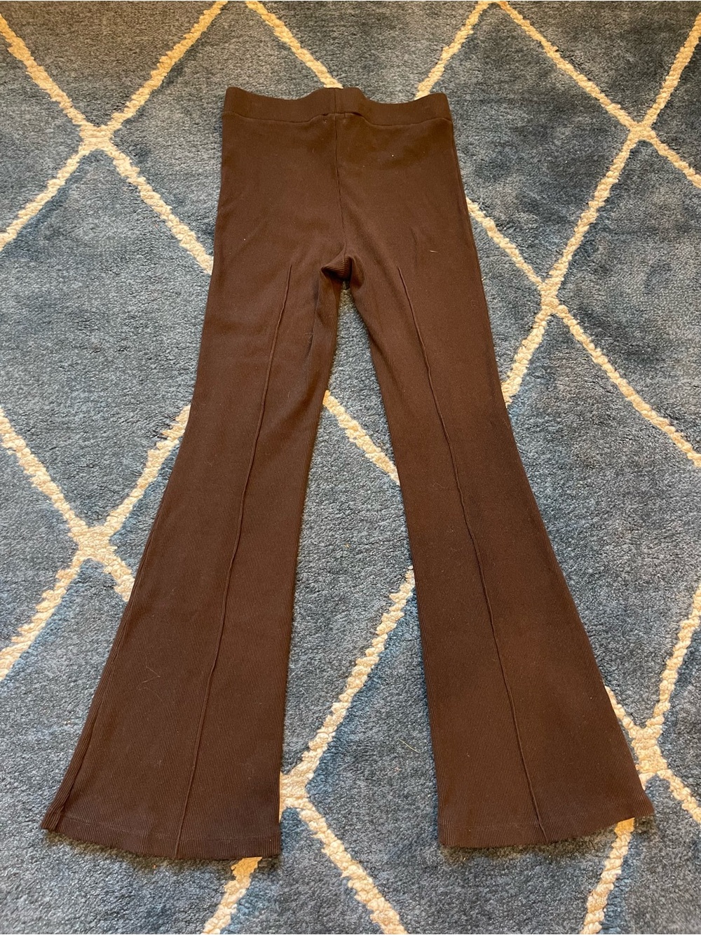 DONNI. Ribbed Boot-Cut Flare Pants — Brown - Picture 10 of 12